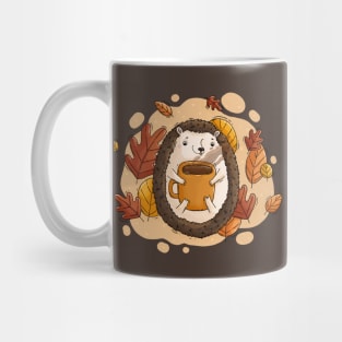 Autumnal Hedgehog with coffee Mug